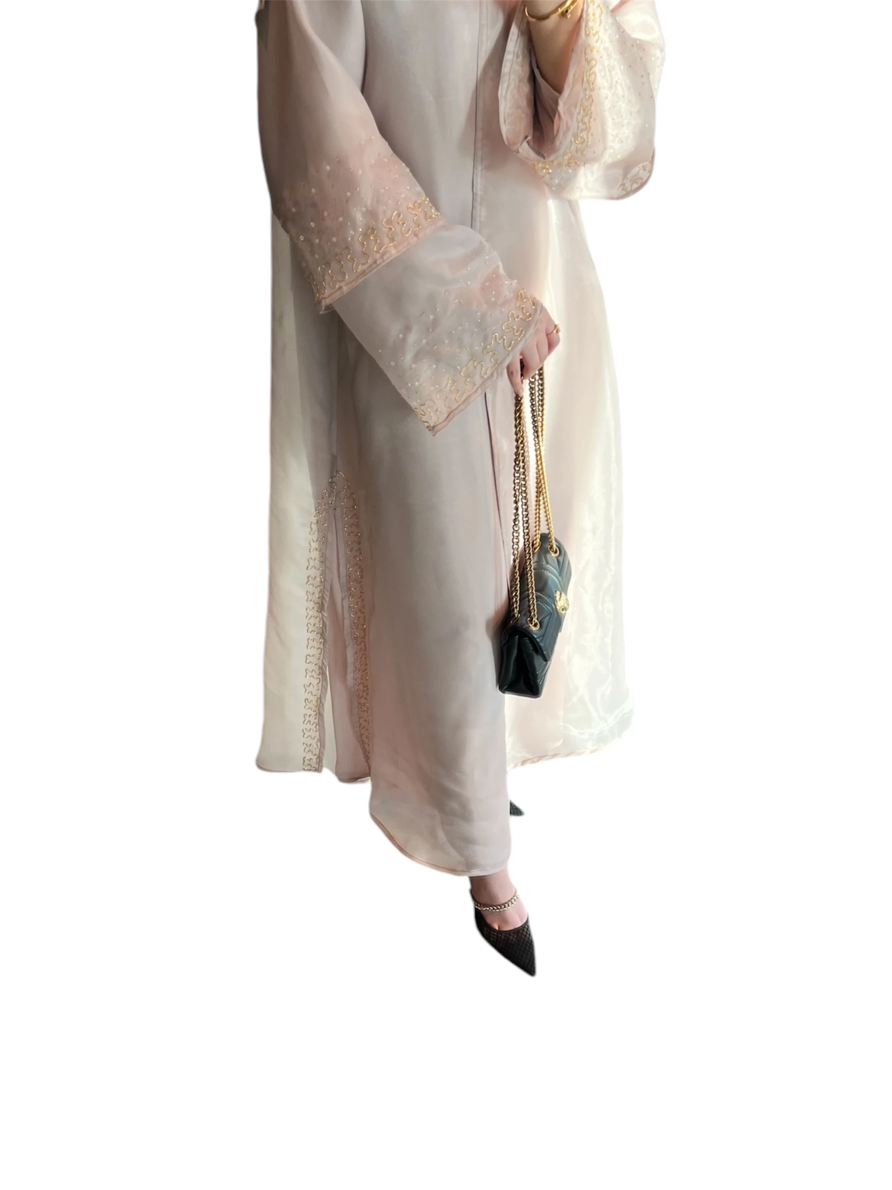 Two-layer organza abaya